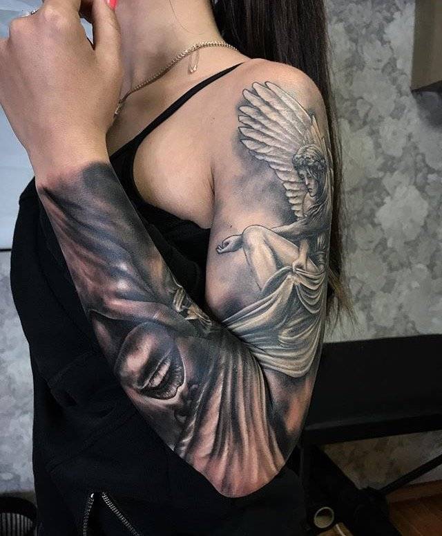 Для дівчат на руці рукав, фото - Тату салон Tattoo Black Cat
