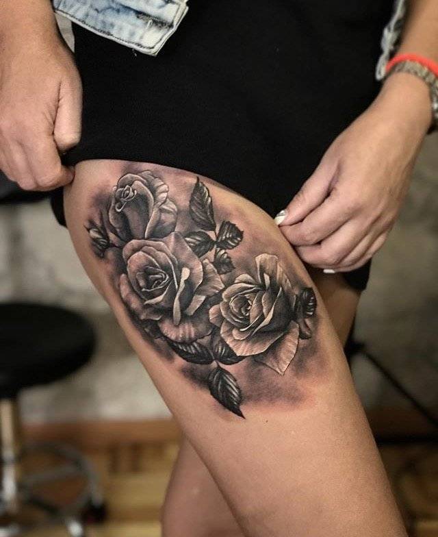 Женские роза реализм, фото - Тату салон Tattoo Black Cat