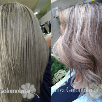 Сложное окрашивание рельефное холодный блонд, фото - Парикмахер Таня Голомолзина
