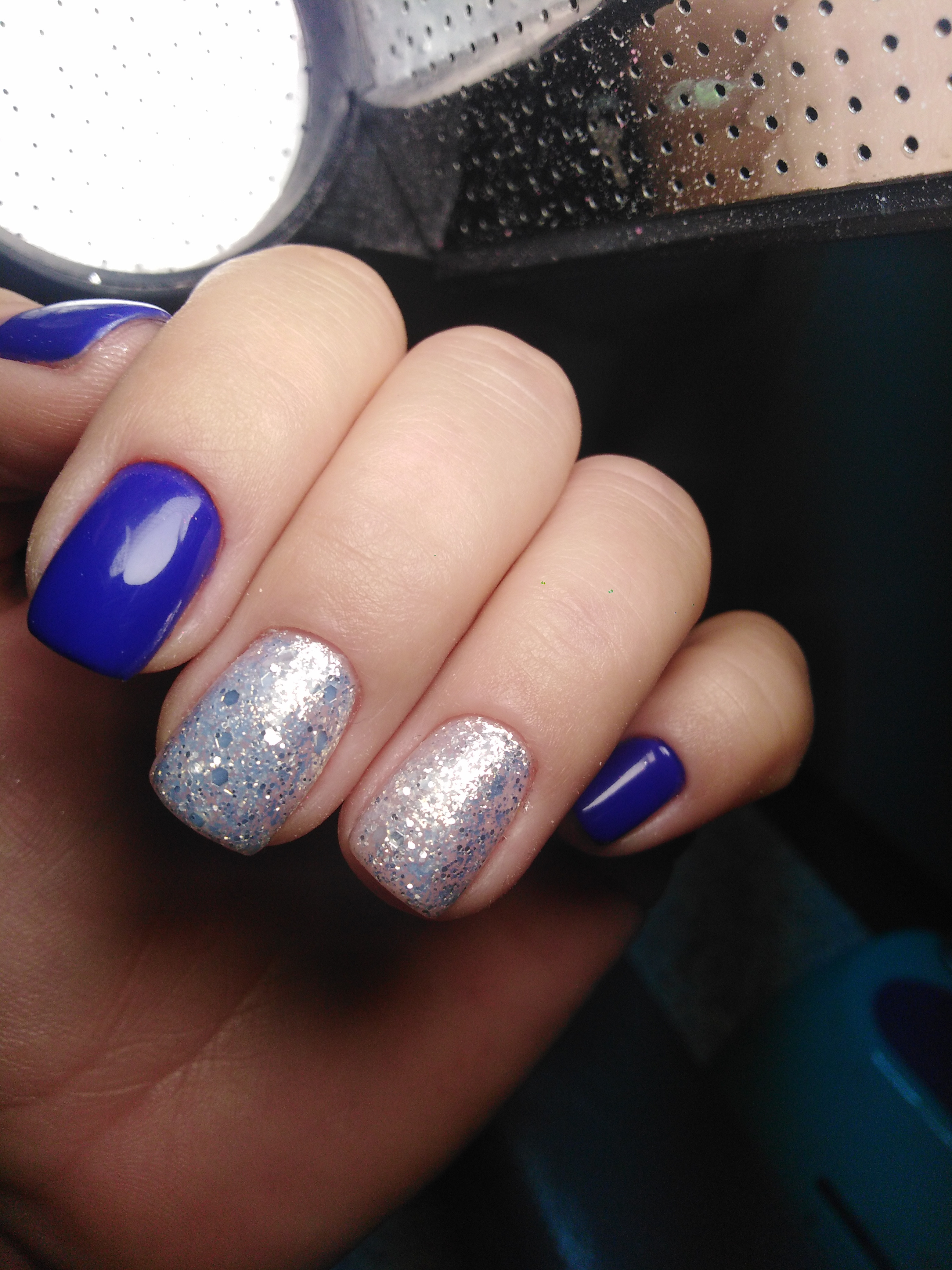 Синий маникюр блестящий, фото - Мастер маникюра Надежда Шпитко