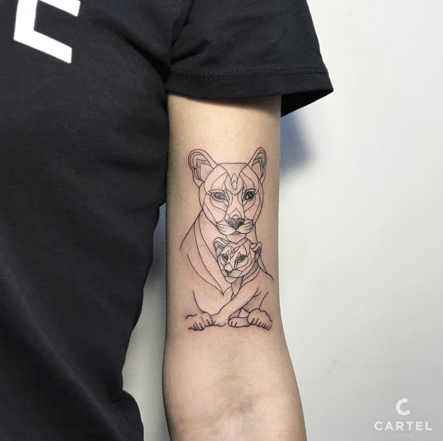 На руке черно-белые графика, фото - Тату салон Cartel Tattoo