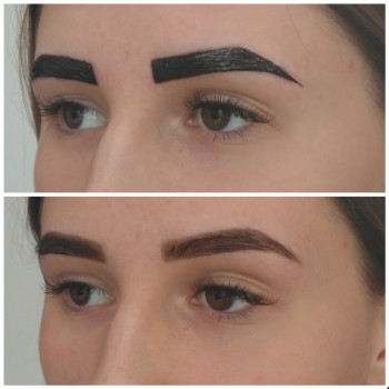 Фото до и после окрашивания бровей