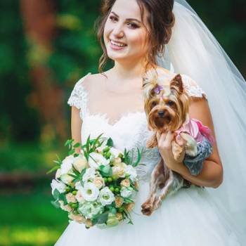 весільна фотосесія, фотосесія із собакою