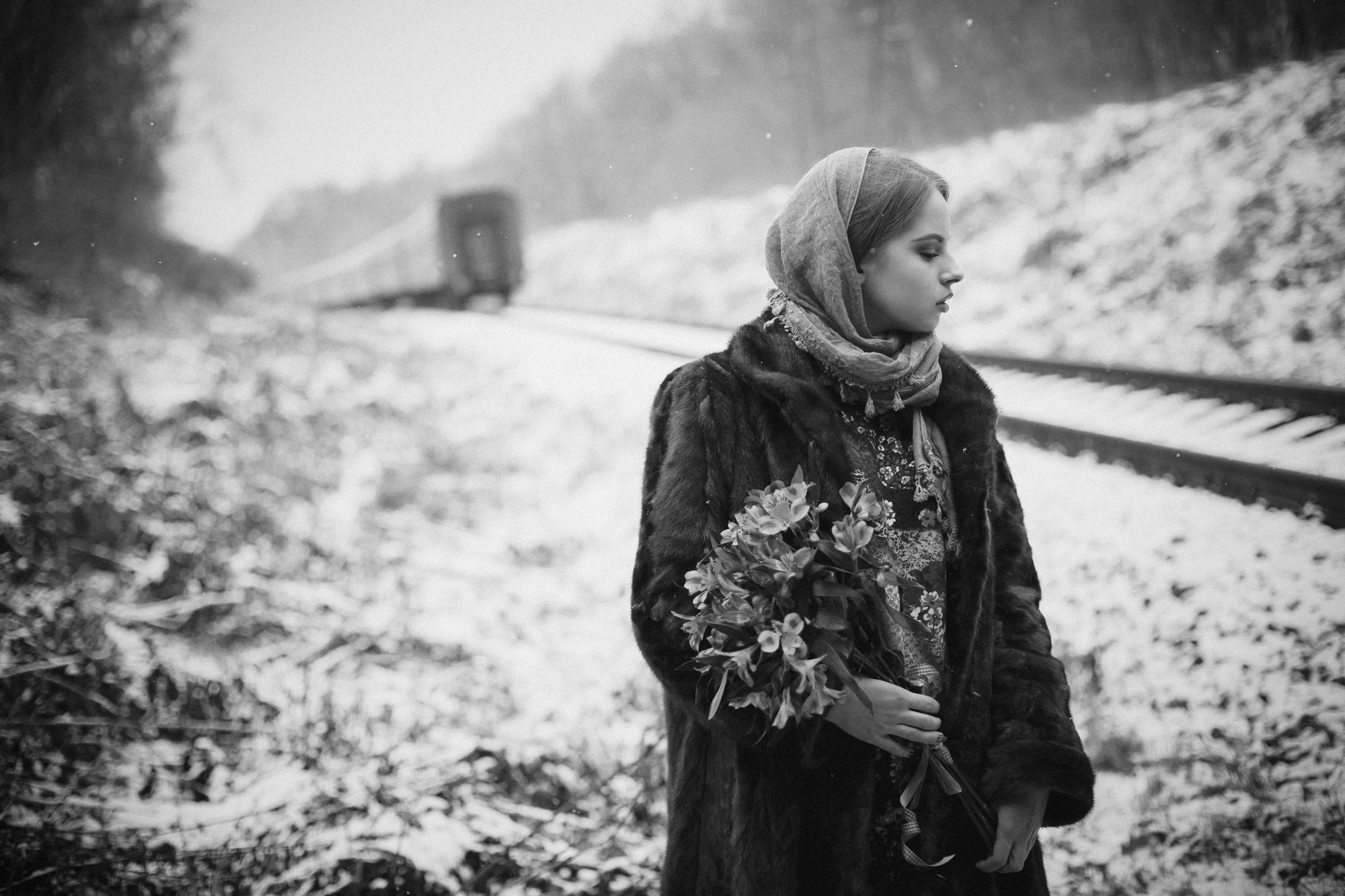 Фотосесія на природі зимова чб, фото -  Игорь Тополенко