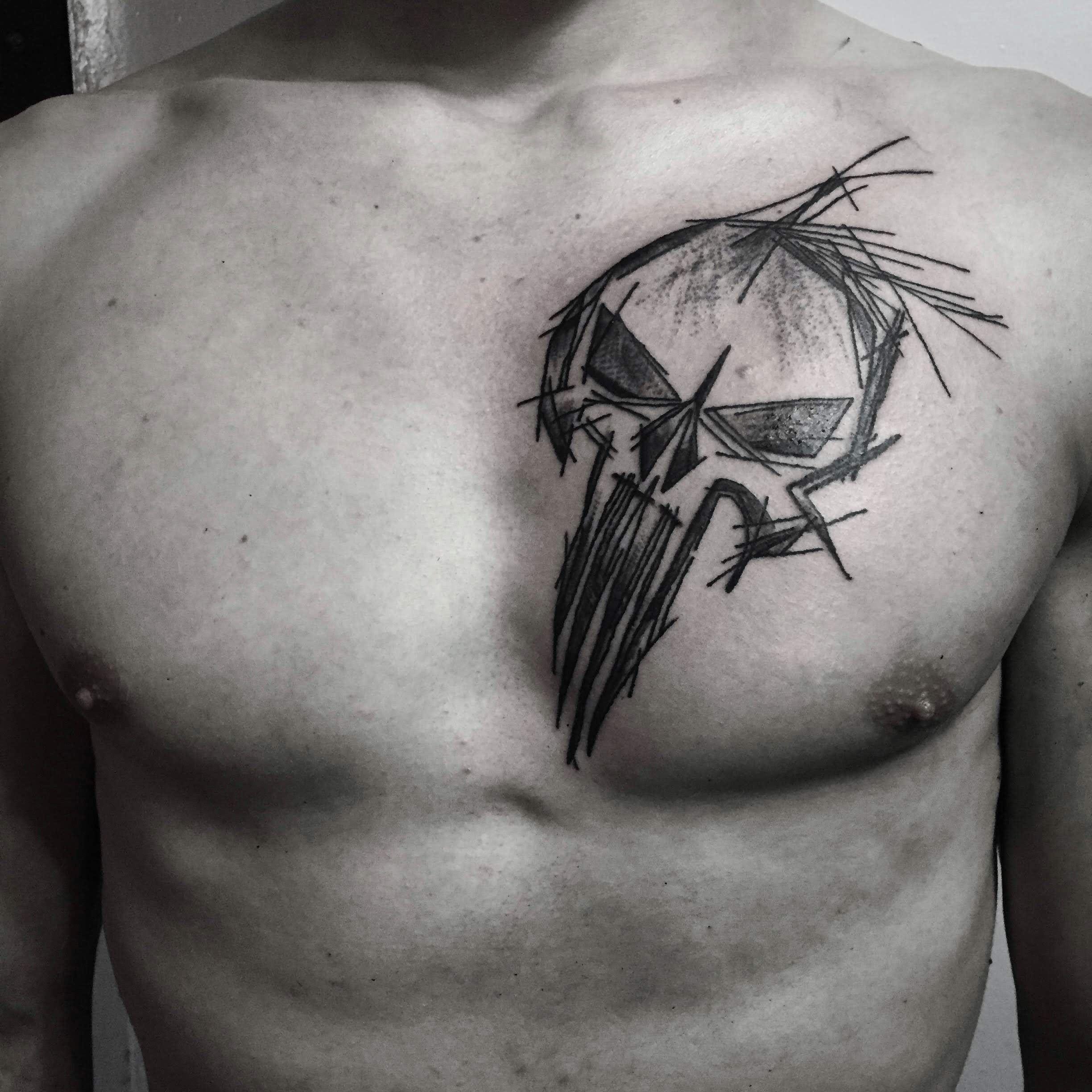 Для хлопців череп чорно-білі, фото - Тату майстер Dakinya Tattoo