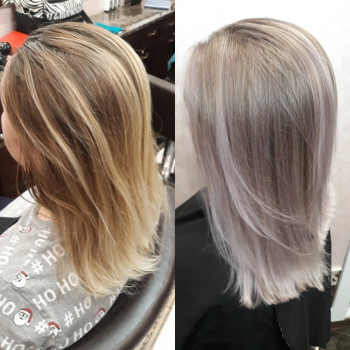 Складне фарбування рельєфне холодний блонд, фото - Салон краси Сакура