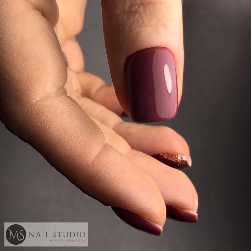 Бордовий манікюр на квадратні нігті гарний, фото - Нігтьова студія MS Nail Studio by Marina Shyvtsova