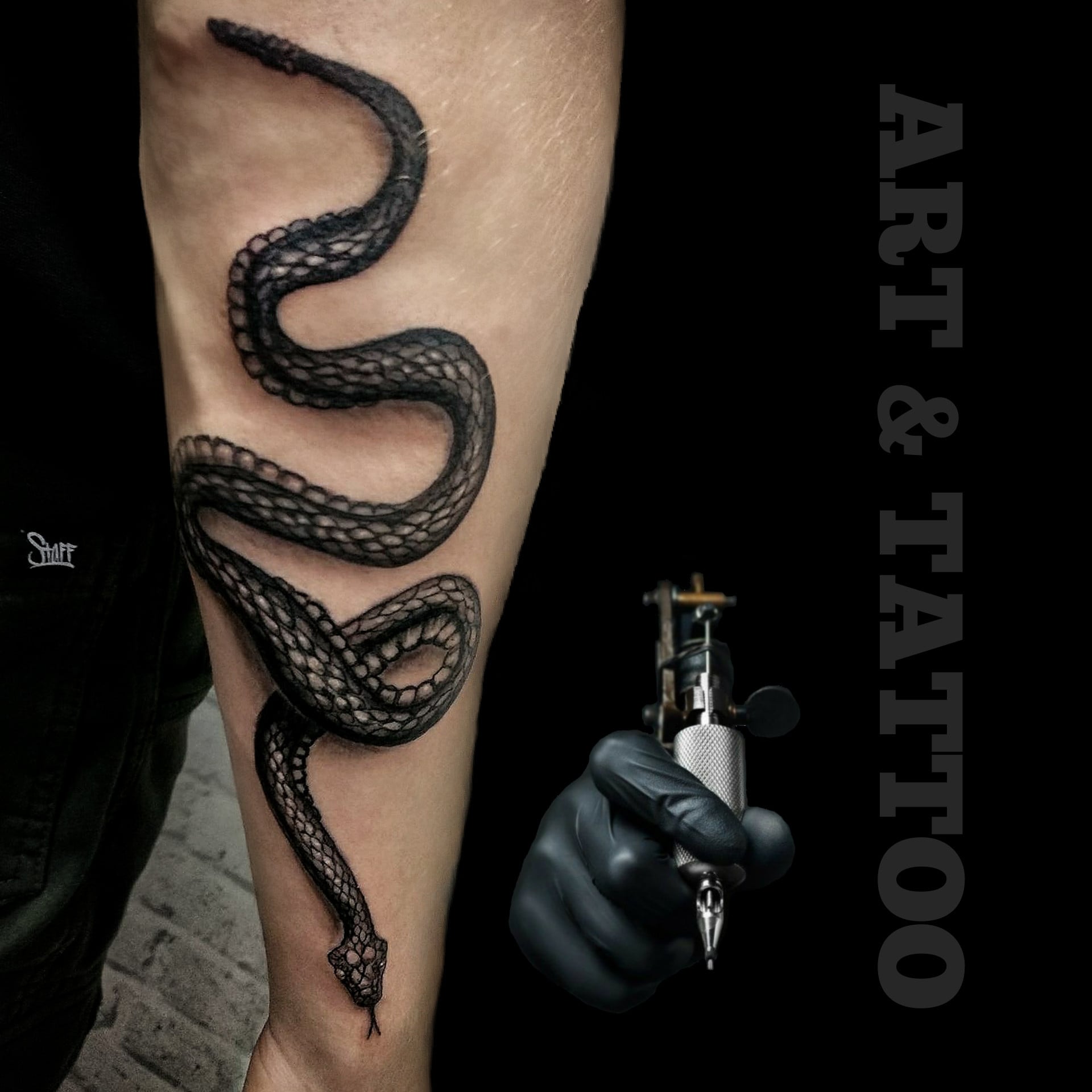 Змея на предплечье, фото - Студия татуажа ART & TATTOO