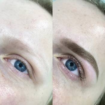 Моделирование и окрашивание бровей + ламинирование ресниц 