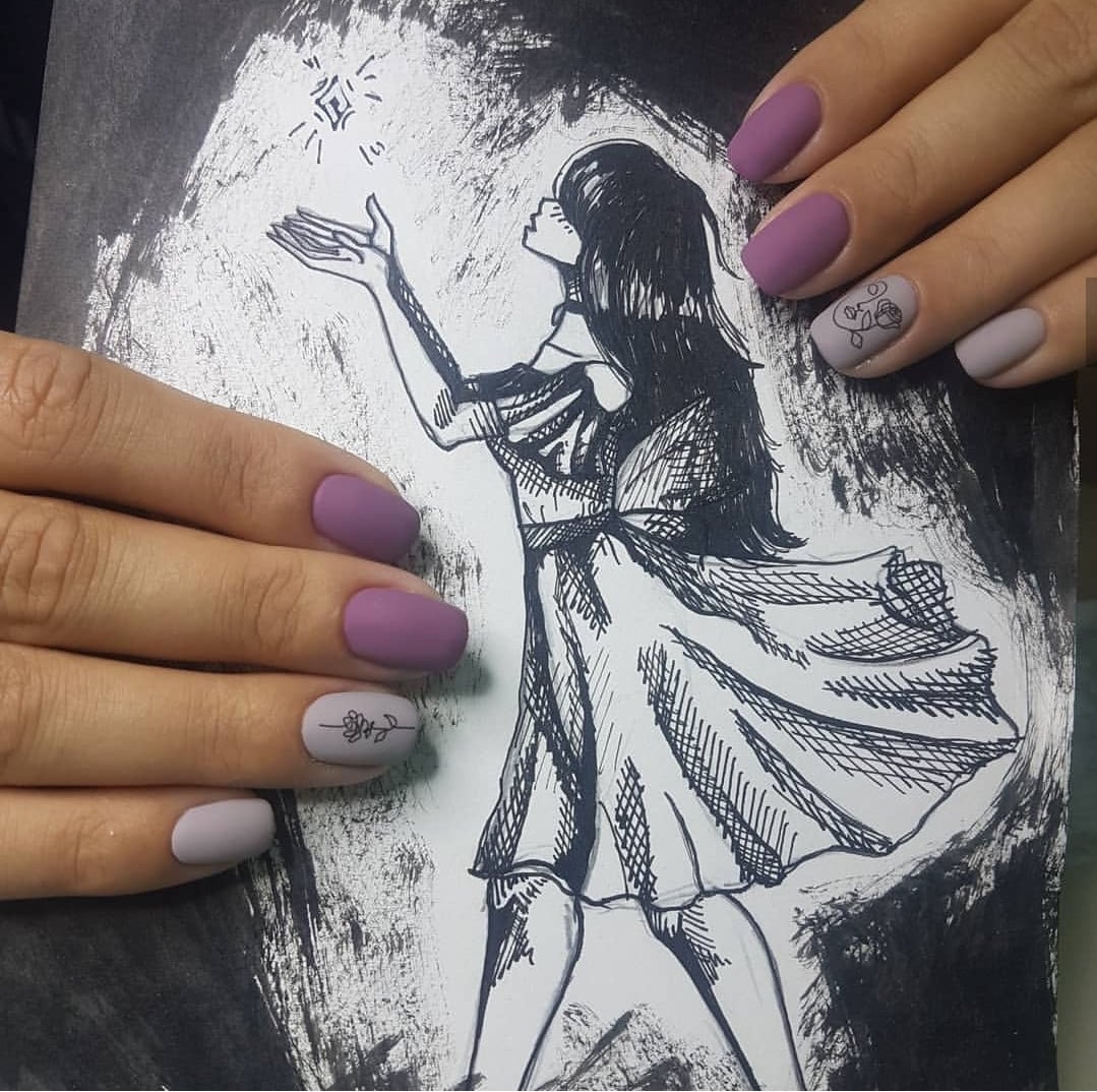 Матовий манікюр на квадратні нігті сучасний, фото -  ZE'NAILS