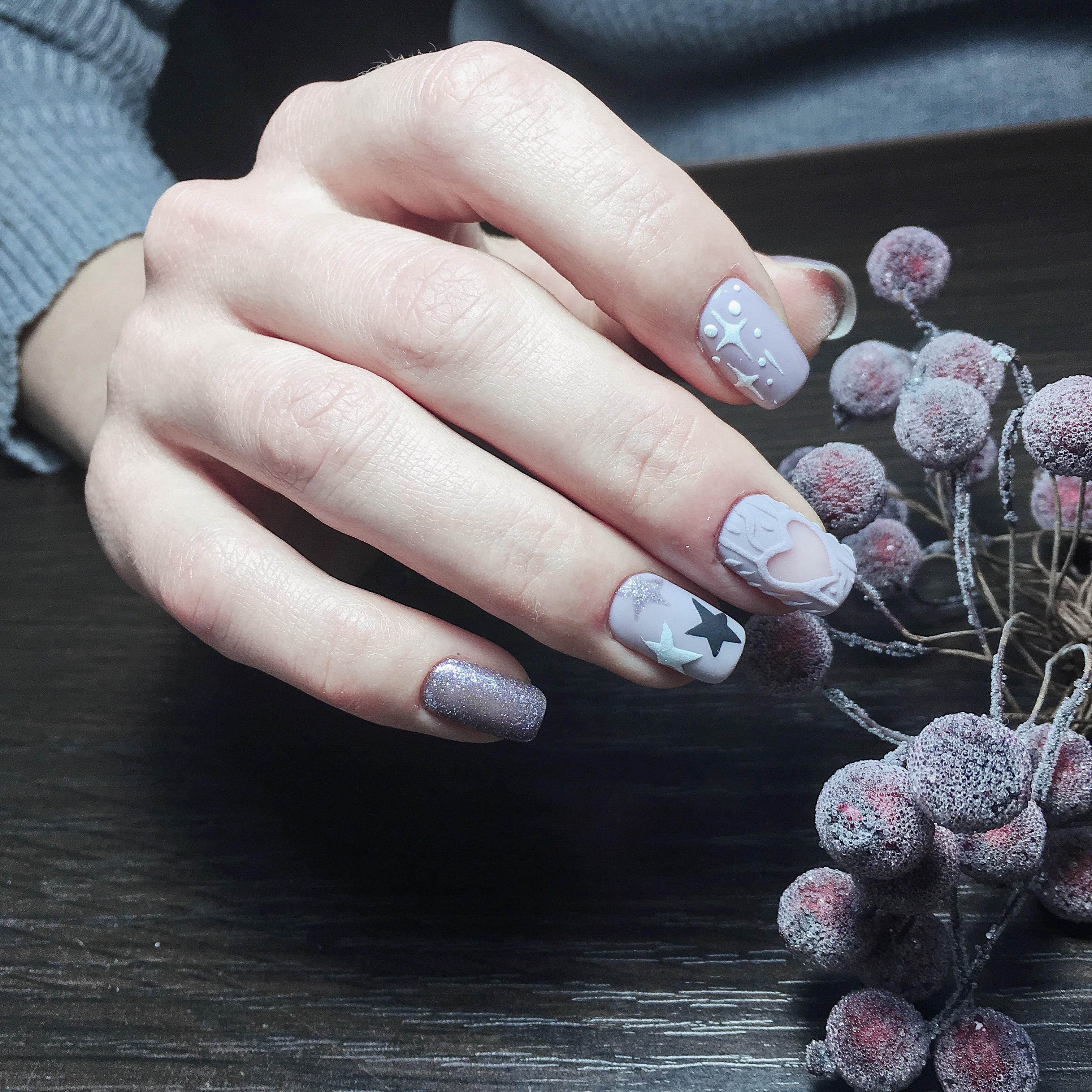 Манікюр зима матовий сірий, фото - Майстер манікюру Наталья Шеметюк