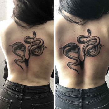 Тату змія на спині, фото - Тату майстер Анастасия Боярская