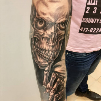 Тату на руці череп black&grey, фото - Тату майстер Анастасия Михайлова Михайлова