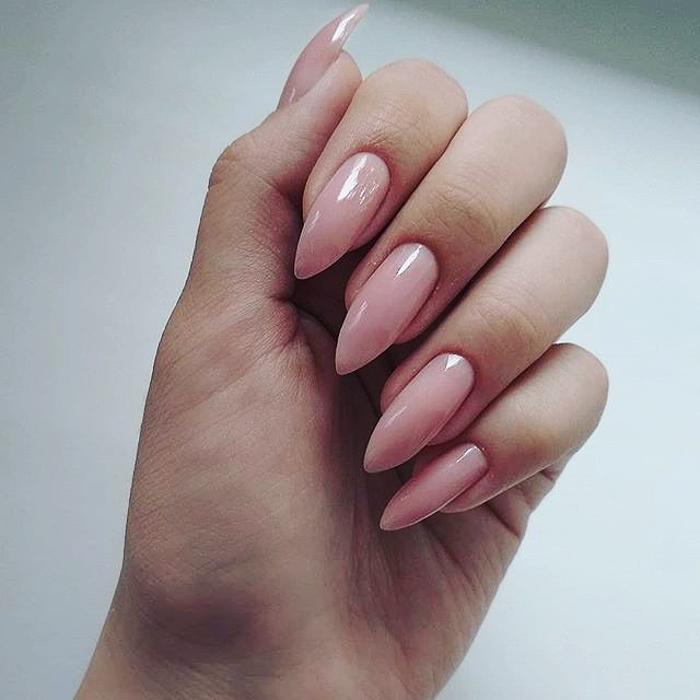 Нюдовий манікюр на довгі нігті однотонний (монохромний), фото -  The Sisters