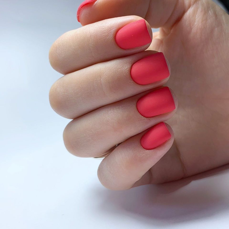 Маникюр на короткие ногти яркий матовый, фото -  The Nogty
