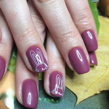 гель-лак + дизайн ногтей с зайчиком