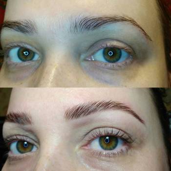 Долговременная укладка бровей +ламинирование ресниц