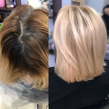 Блонд клубничный светлые волосы, фото - Парикмахер Марина Буленко