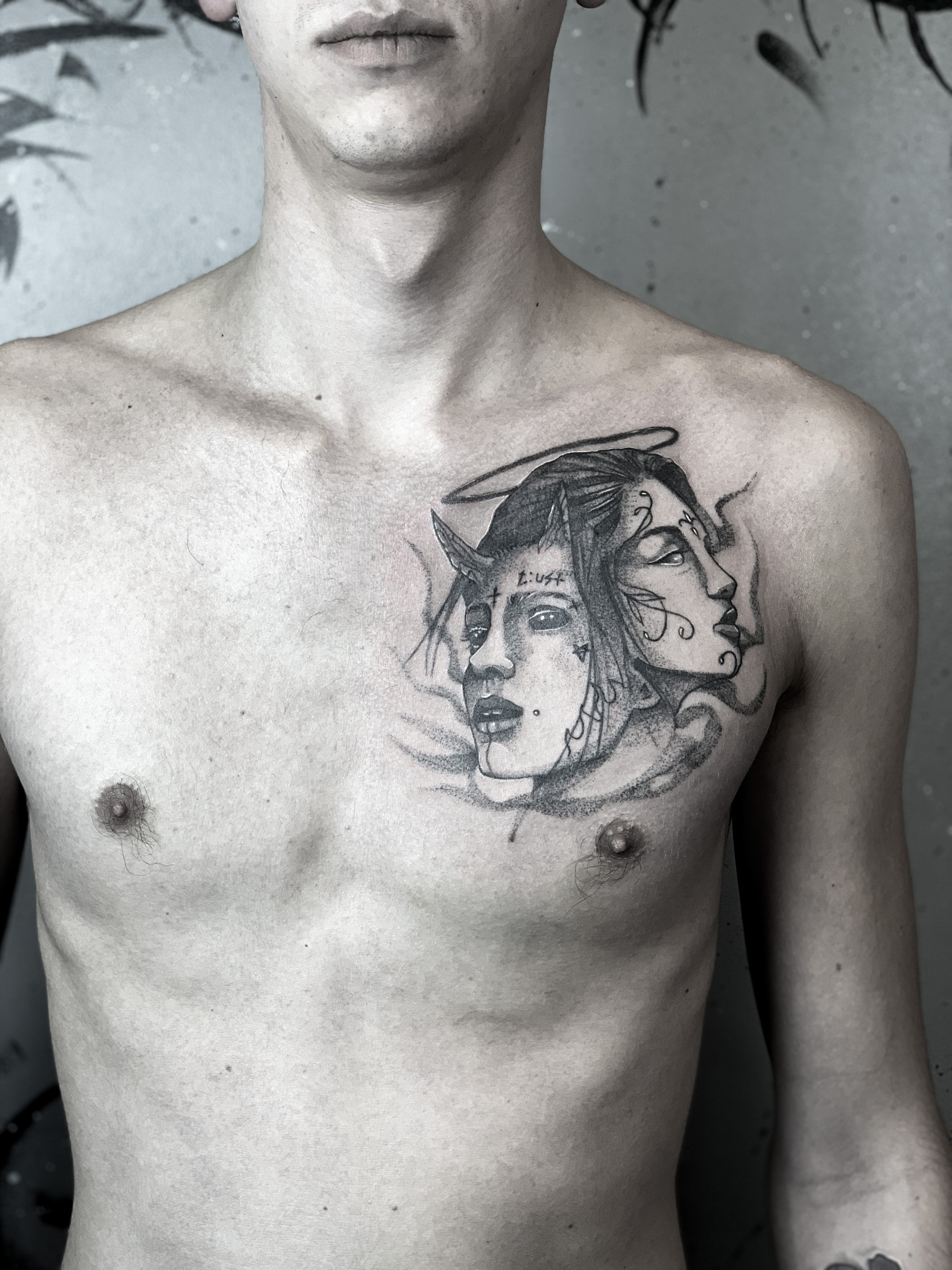 Мужские ангел реализм, фото - Тату салон Tesla Tattoo