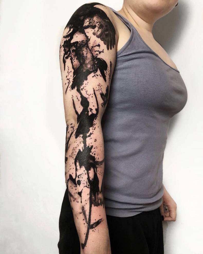 Женские рукав черно-белые, фото -  Grape Tattoo