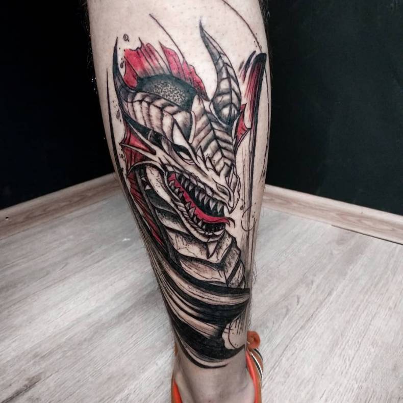 Для хлопців на нозі кольорові, фото -  Grape Tattoo