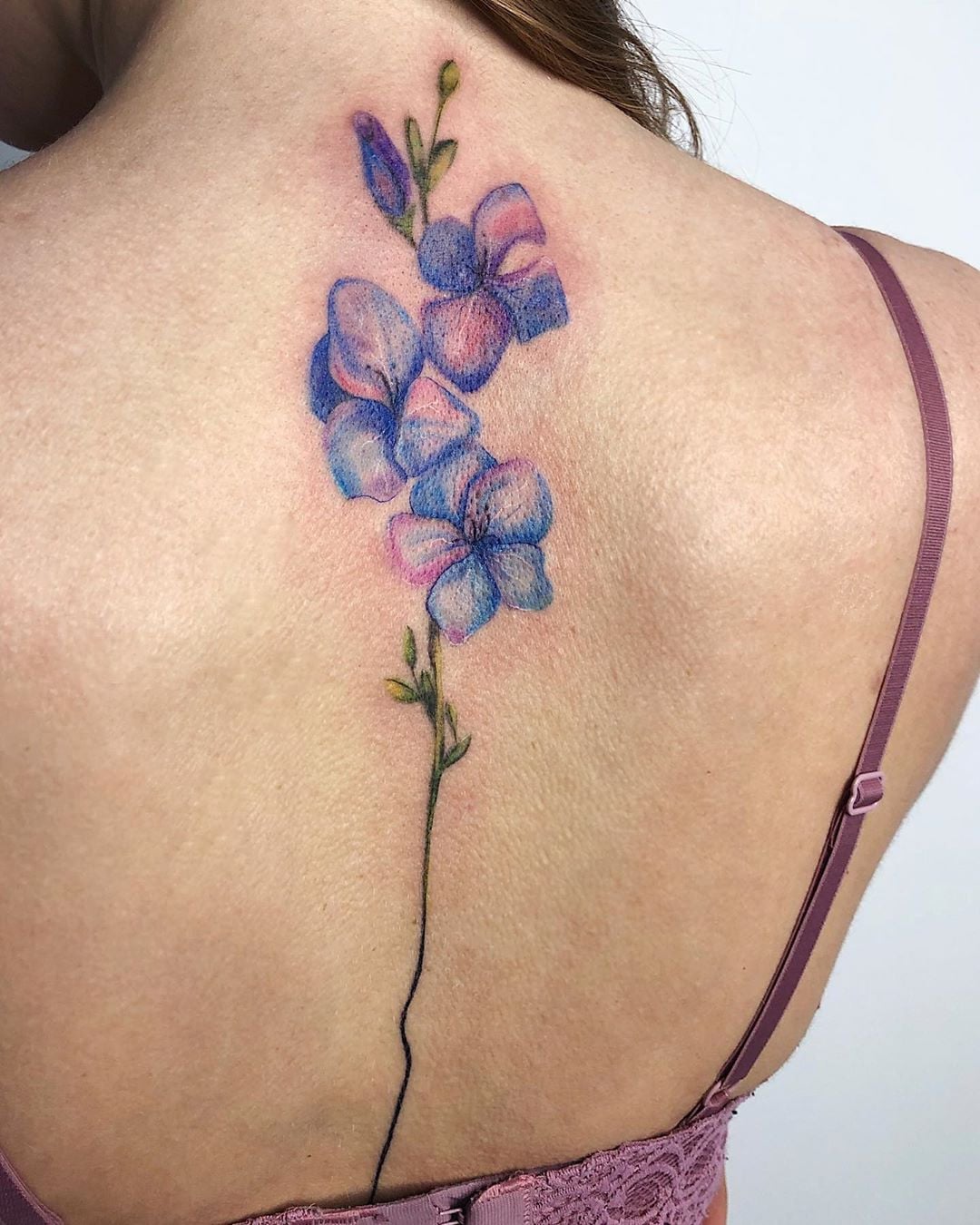 Женские цветные на спине, фото -  Grape Tattoo