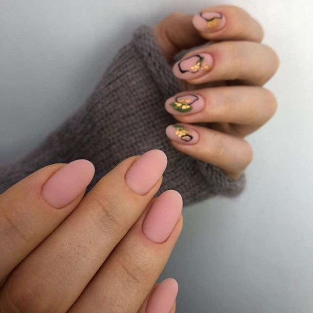 Манікюр з малюнком матовий рожевий, фото - Нігтьова студія DaVydova nails studio