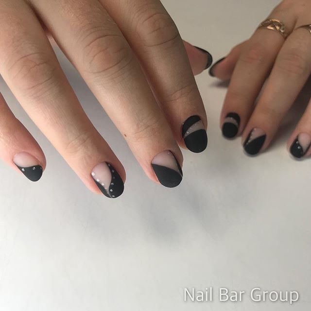 Маникюр с рисунком черный матовый, фото - Ногтевая студия Nail Bar Group