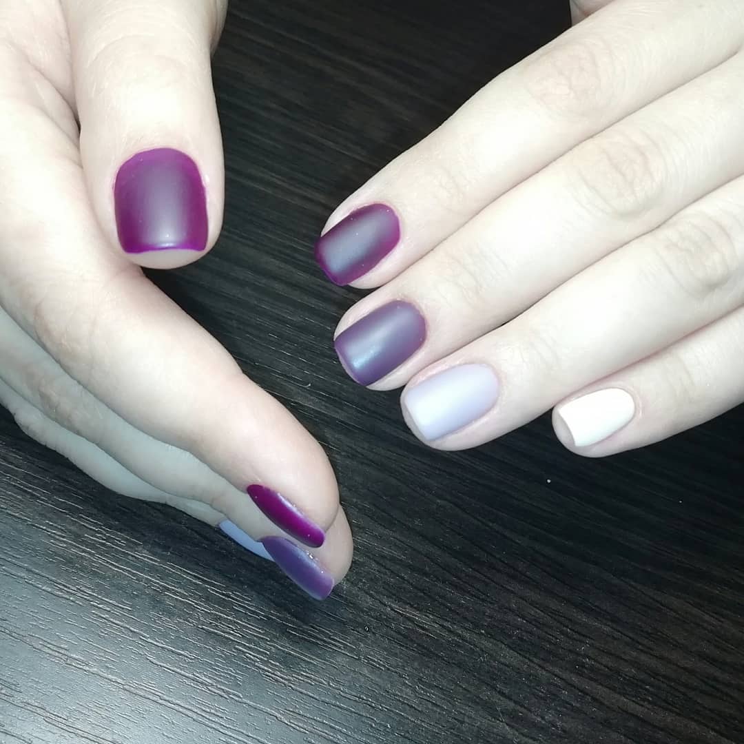 Манікюр на короткі нігті матовий фіолетовий, фото - Майстер манікюру Наталия Изместьева