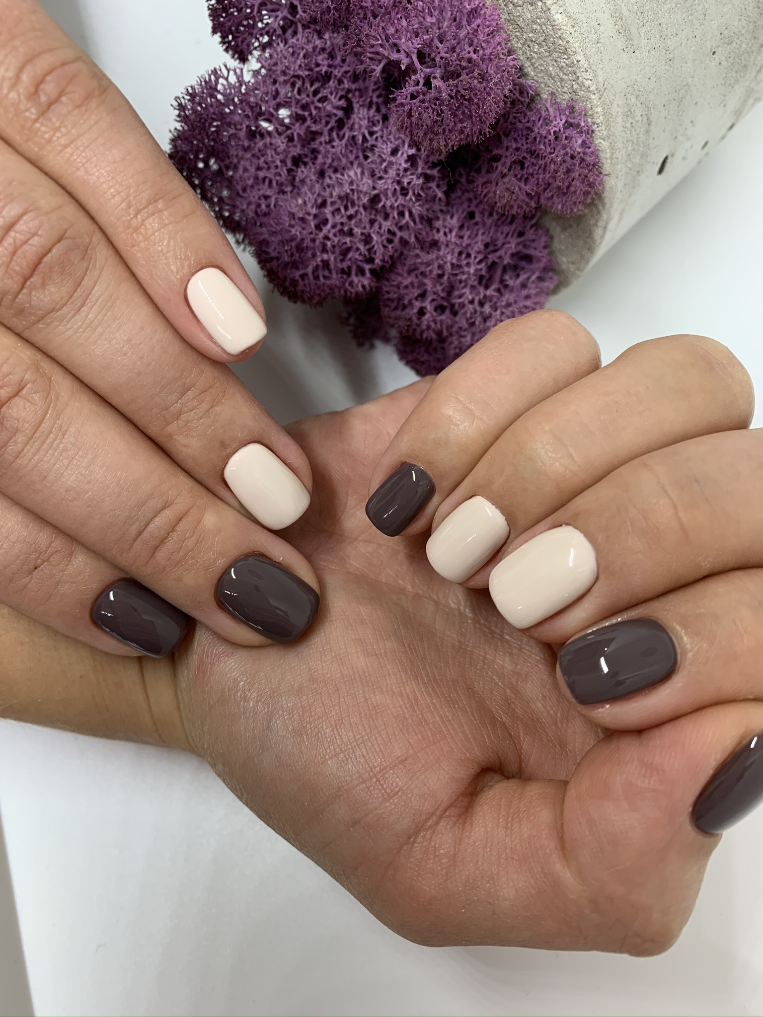 Маникюр на короткие ногти нюдовый коричневый, фото - Студия красоты Bla Bla Nail