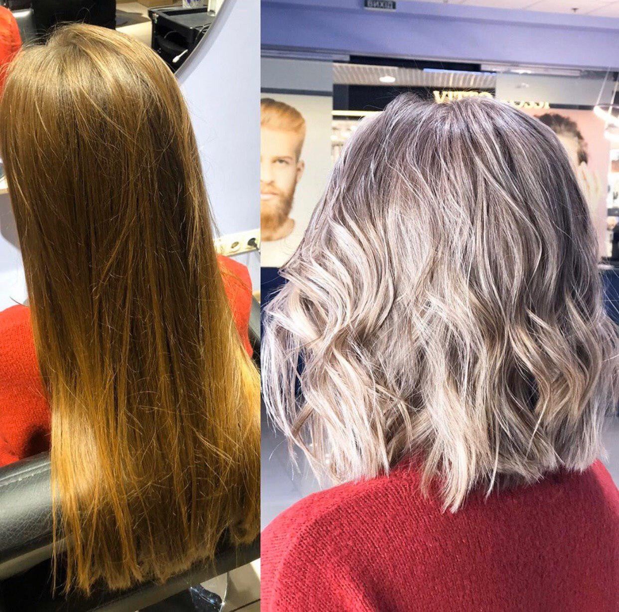 Платиновый блонд аиртач омбре, фото - Салон красоты Sky Beauty Room