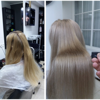 Освітлення коренів + фарбування довжини
                    Парикмахер Вячеслав Киев