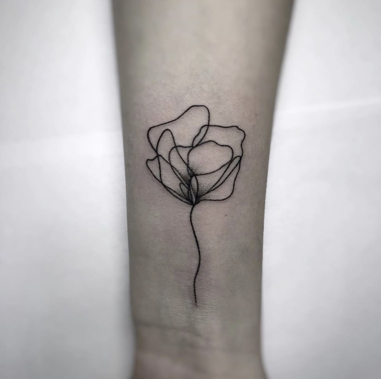 На передпліччі чорно-білі квіти, фото - Тату салон Black Ink Tattoo Studio