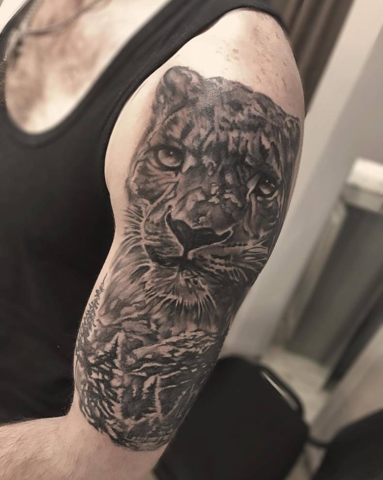 Мужские на руке рукав, фото - Студия татуажа Elf Tattoo