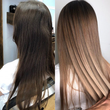 Складне фарбування розтяжка кольору колір волосся шатен, фото -  Артур Хильчевский