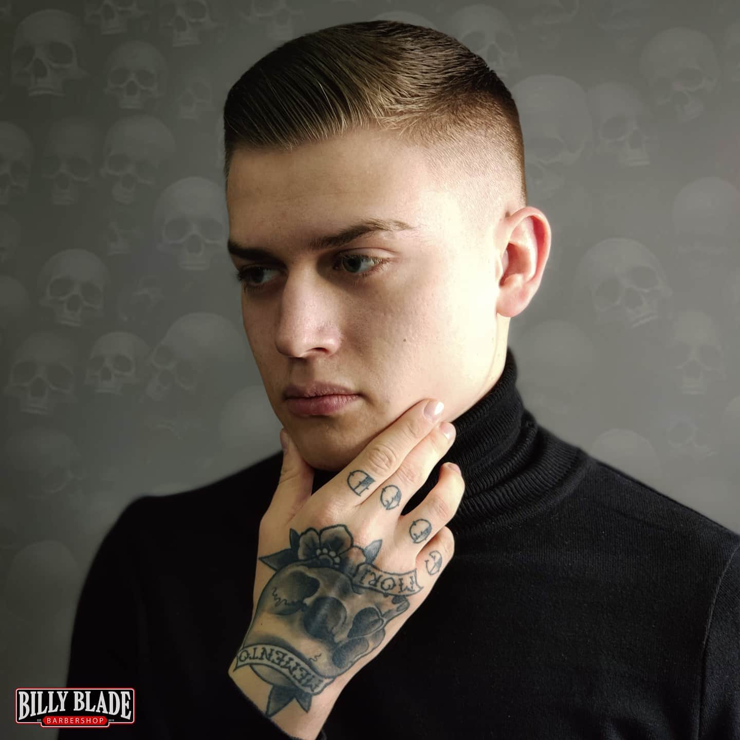 Мужская стрижка полубокс на короткие волосы, фото -  Billy Blade Barbershop