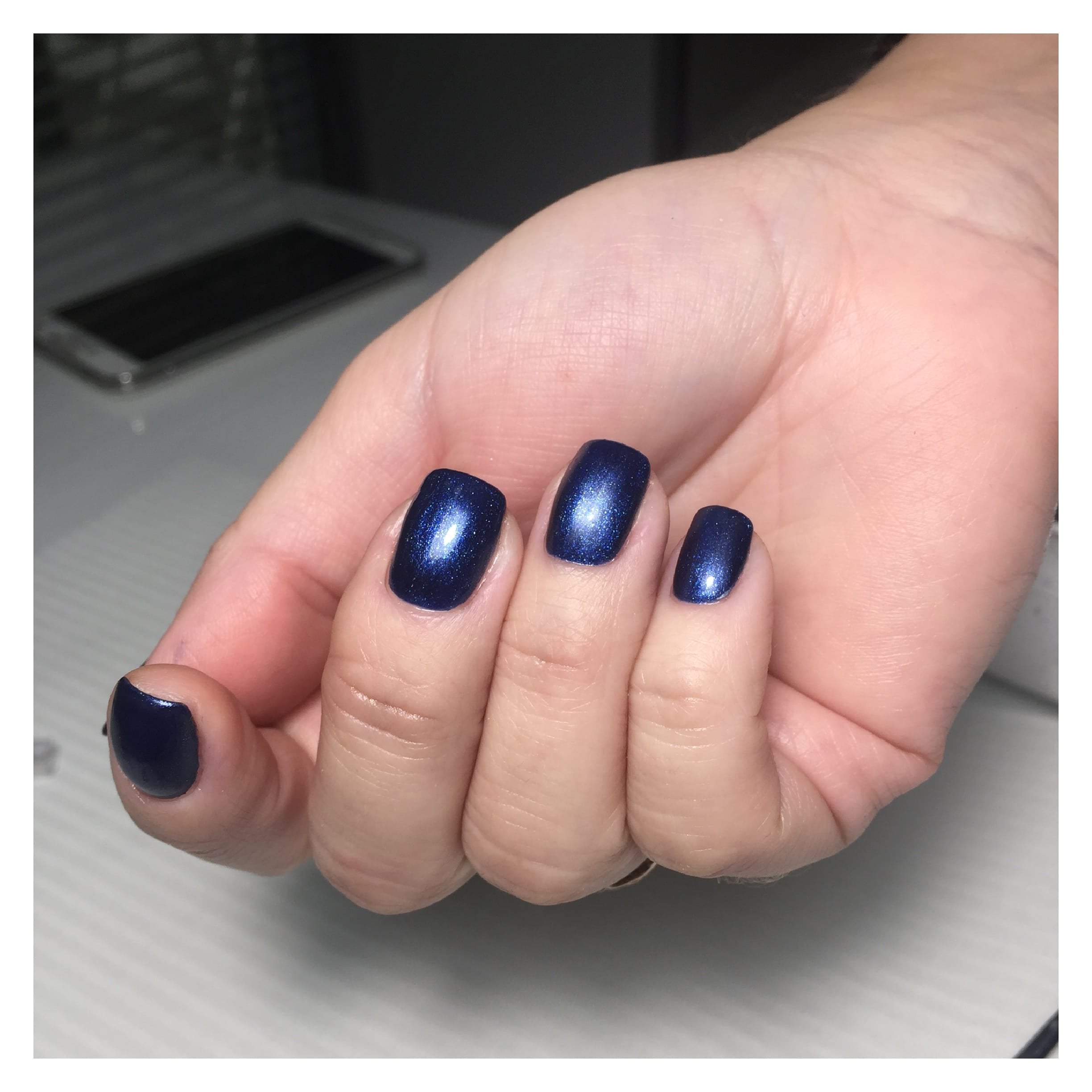 Синій манікюр на квадратні нігті металік, фото - Майстер манікюру Марина