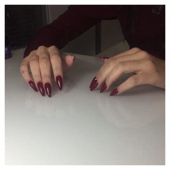Маникюр на длинные ногти острые винный, фото - Мастер маникюра Марина