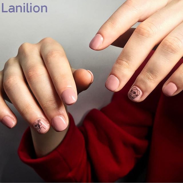 Манікюр на короткі нігті ніжний нюдовий, фото - Нігтьова студія Lanilion
