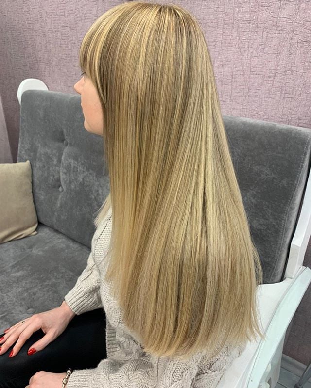 Стрижка на довге волосся з чолкою, фото - Салон краси Етуаль