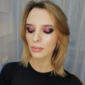 Вечерний макияж яркий розовый, фото -  Ксения Лавская