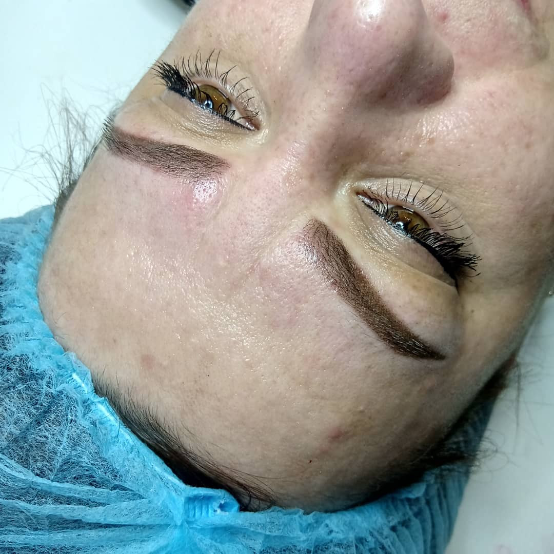 Пудровое напыление бровей перманентный макияж, фото - Студия татуажа Viktoriia Perekos beauty school