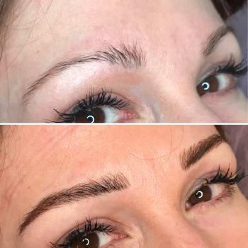 Микроблейдинг бровей, волоски+пудра