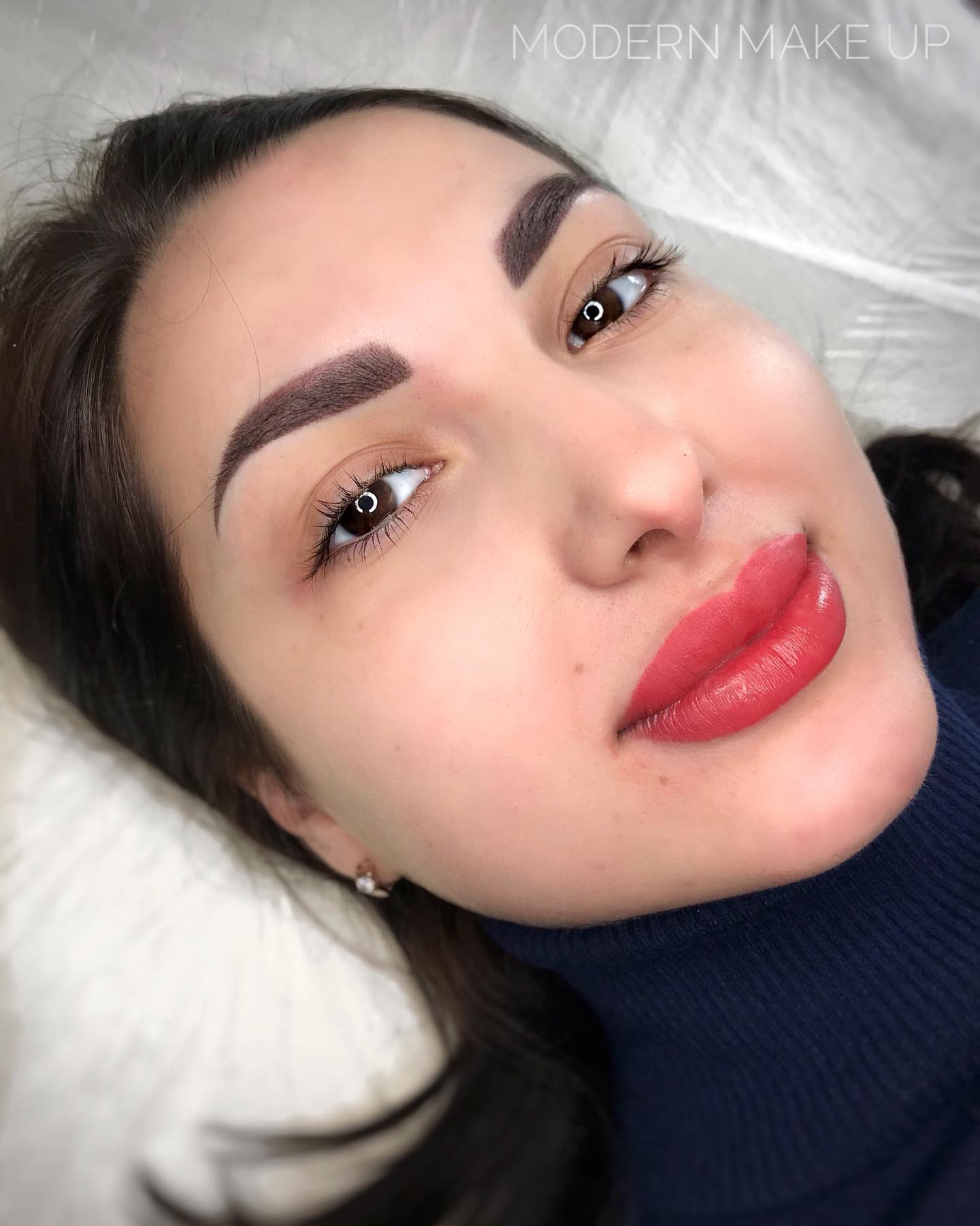 Пудровые брови татуаж губ перманентный макияж, фото - Студия татуажа MODERN MAKE UP