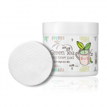 Спонжи для обличчя Esfolio Pure Skin Green Tea Daily Toner Pad очищувальні, з екстрактом зеленого чаю, 60 шт