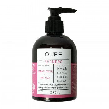Шампунь O.life для волосся після ламінування та кератинового вирівнювання, Волошка та моринга, 275 мл