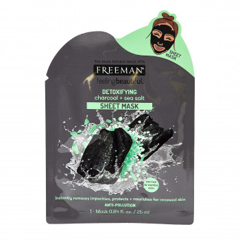 Тканинна маска для обличчя FREEMAN Feeling Beautiful детокс Вугілля і Морська сіль, 25мл