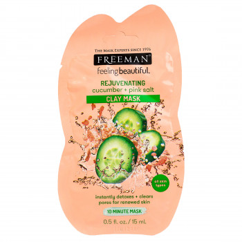 Маска для обличчя FREEMAN Feeling Beautiful глиняна Огірок і Рожева сіль, 15мл