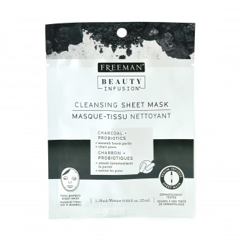 Тканинна маска FREEMAN Beauty Іnfusion освітлююча Вугілля та Пробіотики, 25мл