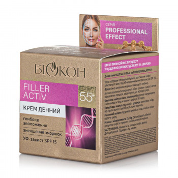 Денний крем для обличчя Біокон Professional Effect Filler Activ, SPF 15, 55+, 50 мл